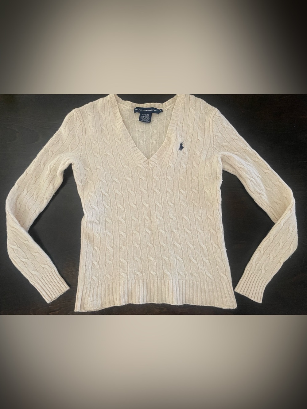 Ralph Lauren Ivory Cable-Knit V-Neck Sweater - Women's